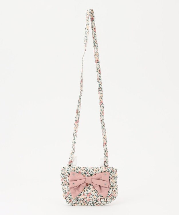 ANY KIDS リボン 移動 ポケット ポシェット ピンク×花柄