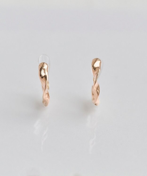 Phoebe 【金属アレルギー対応】【痛くないシリーズ】モーションメタルクリスタルループフィットイヤリング　シャンパンゴールド シャンパンゴールド