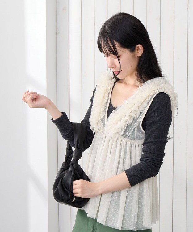 ROOTOTE 3640【メタリックレース】SC.ベビールー.チュールワンハンドル-A 03：ブラック