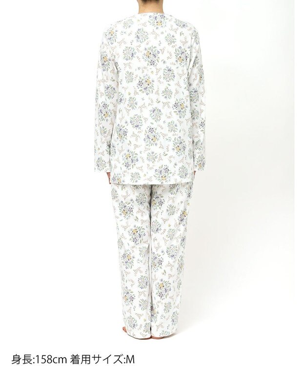 WACOAL ワコール_リラックス＆スリープ パジャマ 綿100%(本体) あったか 長袖 長ズボン ミントン レディース NDW456 /ワコール ホワイト