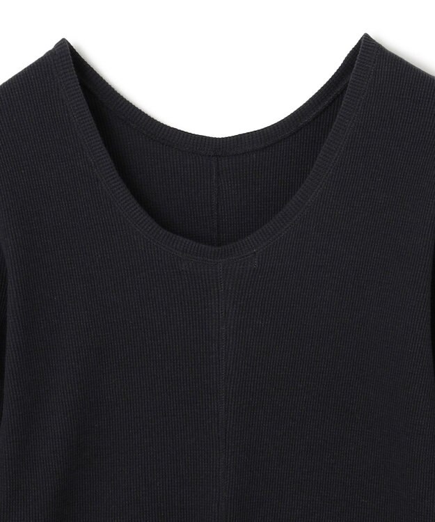 BEIGE， 【洗える】GLOBE / コットンリブ前後2WAYカットソー Black