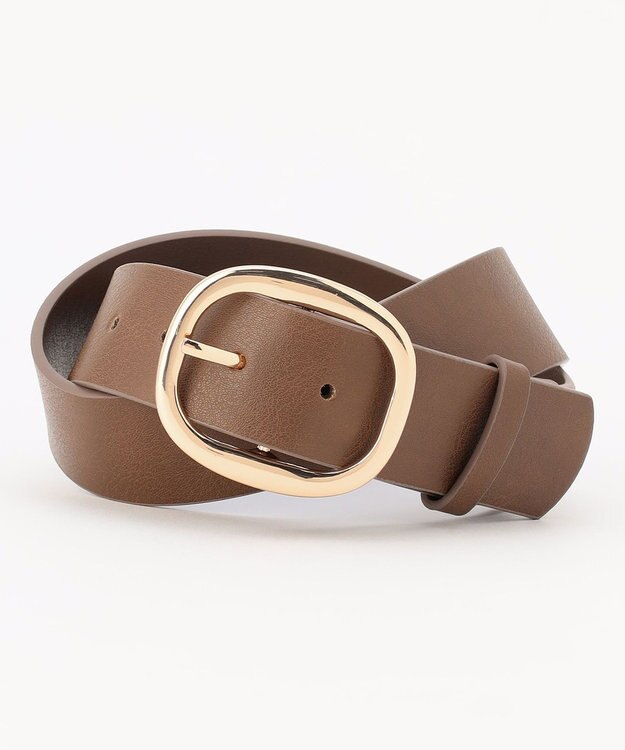 ANY バックルデザインワイドベルト ブラウン