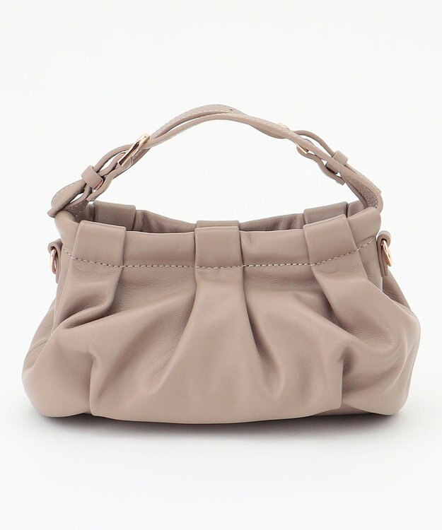 LA BAGAGERIE シープレザー　ギャザーミニマムバッグ グレージュ