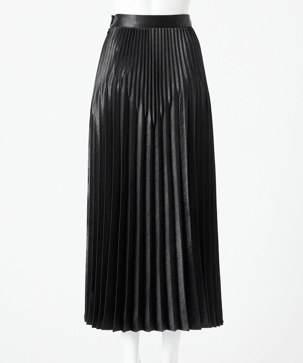 23区 【エステータ】シャイニーサテン プリーツスカート ブラック系