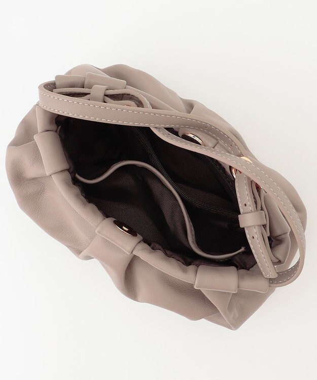 LA BAGAGERIE シープレザー　ギャザーミニマムバッグ グレージュ