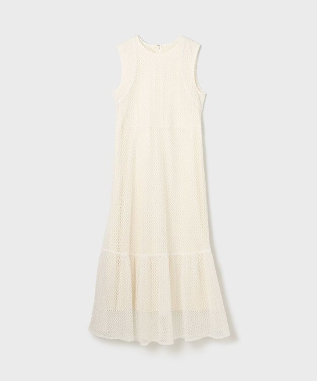 GRACE CONTINENTAL メッシュロングワンピース ホワイト