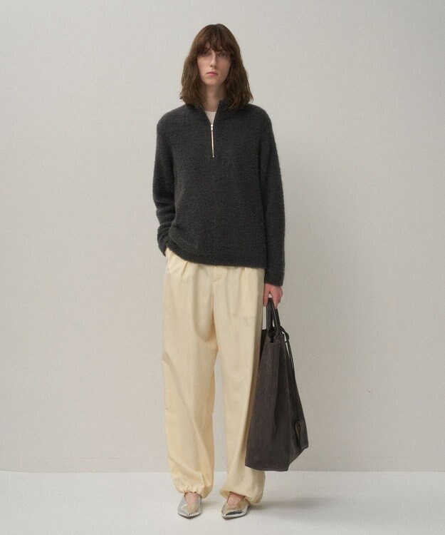 ATON KID MOHAIR LOOP | ハーフジップセーター GRAY