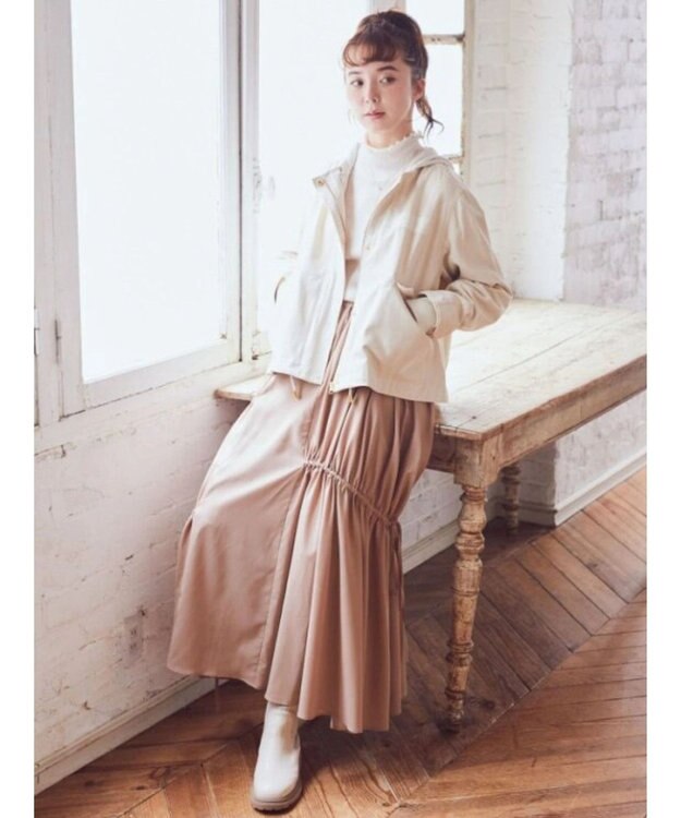 earth music&ecology パーカー付きミリタリーブルゾン Ecru