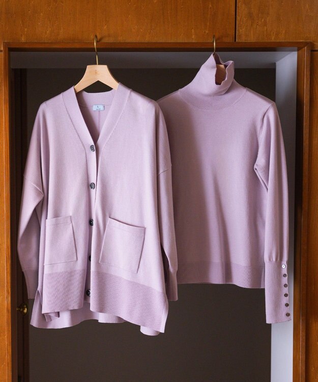 組曲 ビックシルエット カーディガン ライラック系