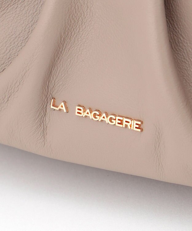 LA BAGAGERIE シープレザー　ギャザーミニマムバッグ グレージュ