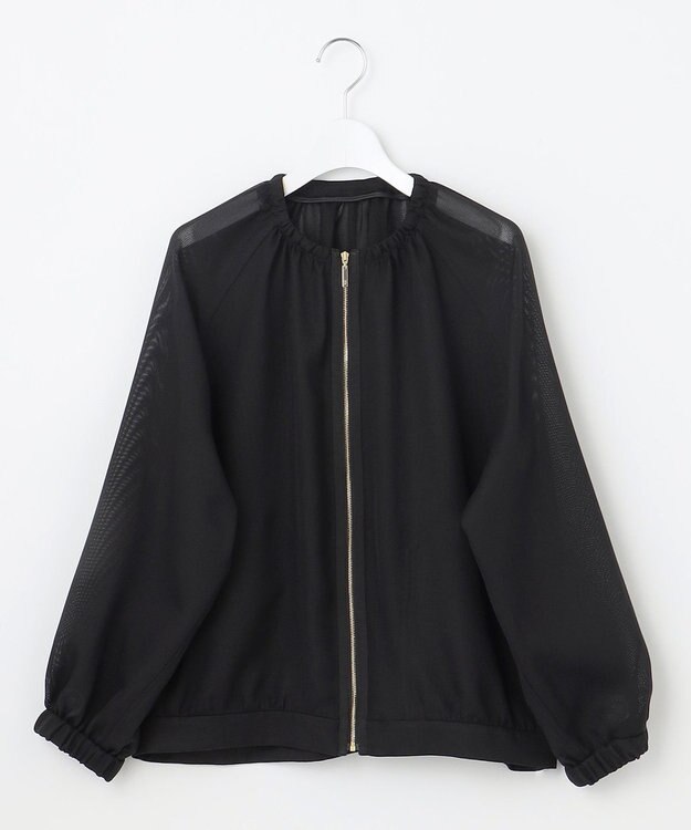 自由区 【洗える】メッシュ ブルゾン ブラック