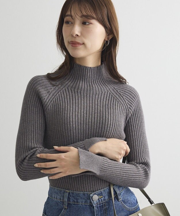 Green Parks ・Ｐｅｔｉｔ　Ｆｌｅｕｒ　ボトルネックリブニット Charcoal Gray
