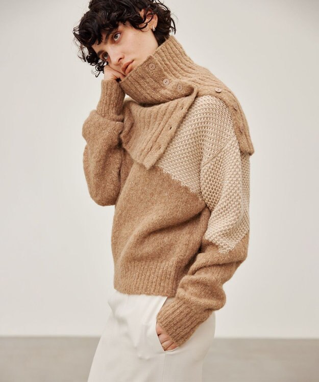 BEIGE， GLAIEULS / アルパカ混インターシャスヌード Milk tea