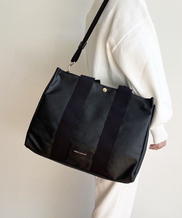 Hekhèr Le Style de Vie 【日本製 / A4サイズ対応 / 2WAY】PUコートコットンキャンバス トートバッグ large ブラック