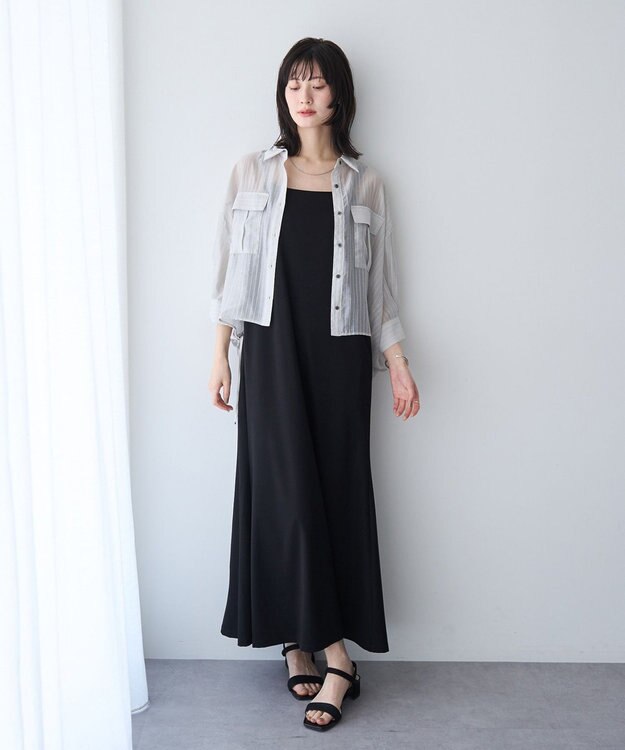 YECCA VECCA 【2点SET】ミリタリーシアーシャツセットキャミワンピース Black
