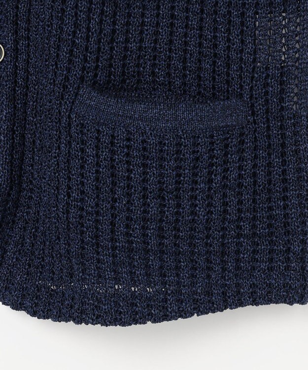 JOSEPH ABBOUD 【エコ素材和紙使用・日本素材】和紙杢メッシュクルーネック ニットジレ ネイビー系