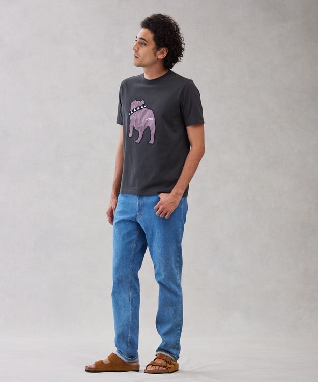 J.PRESS MEN 【UNISEX】ファブリックワッペンブルドックTシャツ グレー系