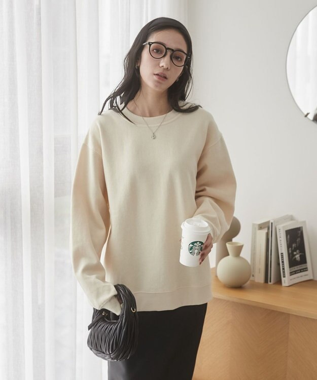 WEGO 【ユニセックス着用ITEM/裏起毛】リラックスフィットスウェットプルオーバー ベージュ