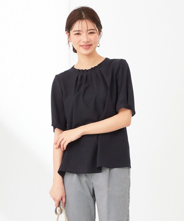 ANY SIS S 【美人百花6月号掲載】シアーストライプ ブラウス ネイビー