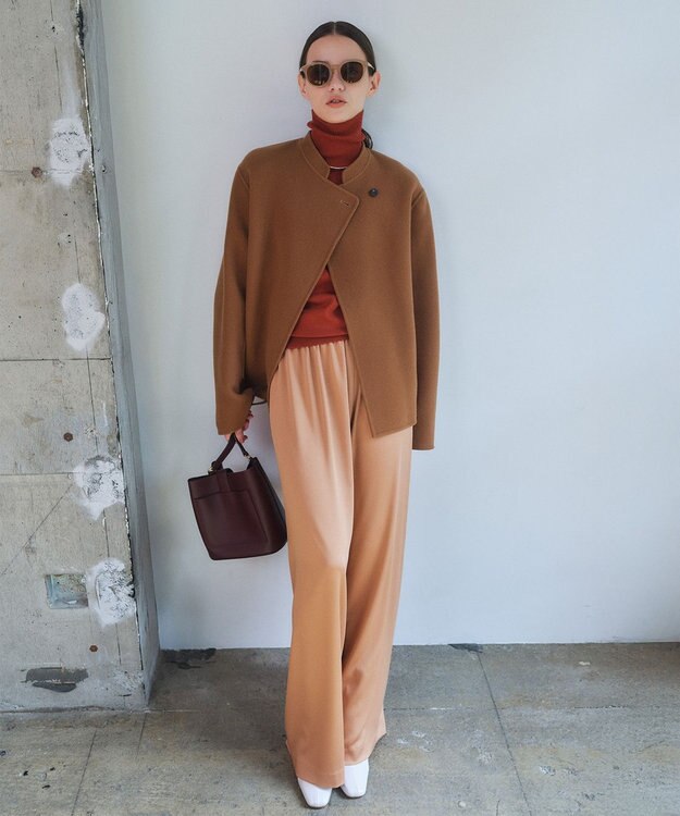 BEIGE， 【洗える・VERY NaVY12月号掲載】LA MONNAIE / バイカラーウールタートルニット OrangeRed × Caramel