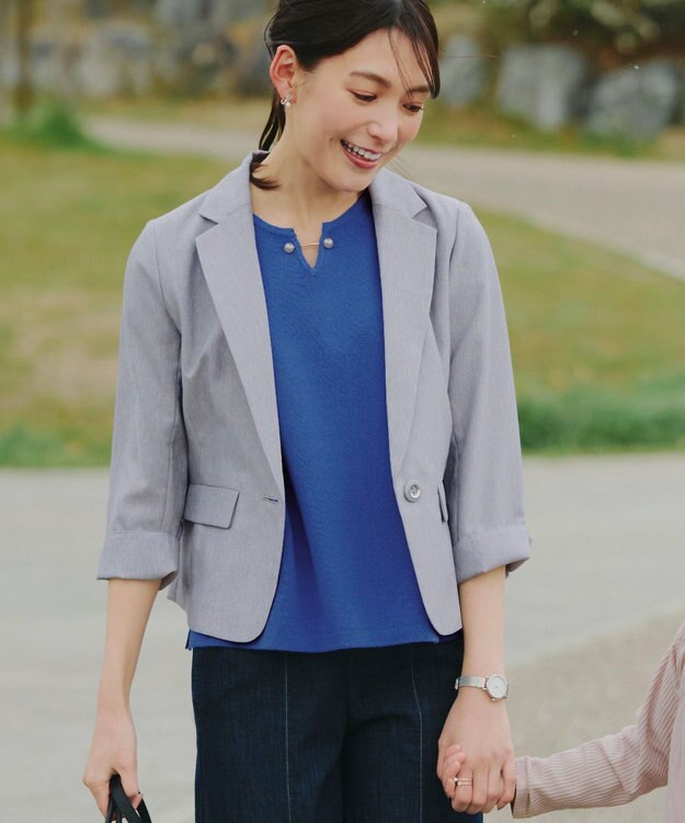 Tiaclasse 【小倉優子さん着用・洗える】フレンチスリーブニットトップス ブルー