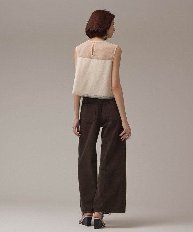 GRACE CONTINENTAL ビーズ刺繍トップ ベージュ