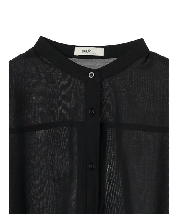 earth music&ecology シアーバンドカラーシャツ Black