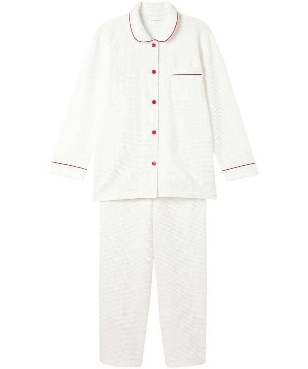 une nana cool 【綿混】丸襟ぽこぽこNew Yearパジャマ ホワイト