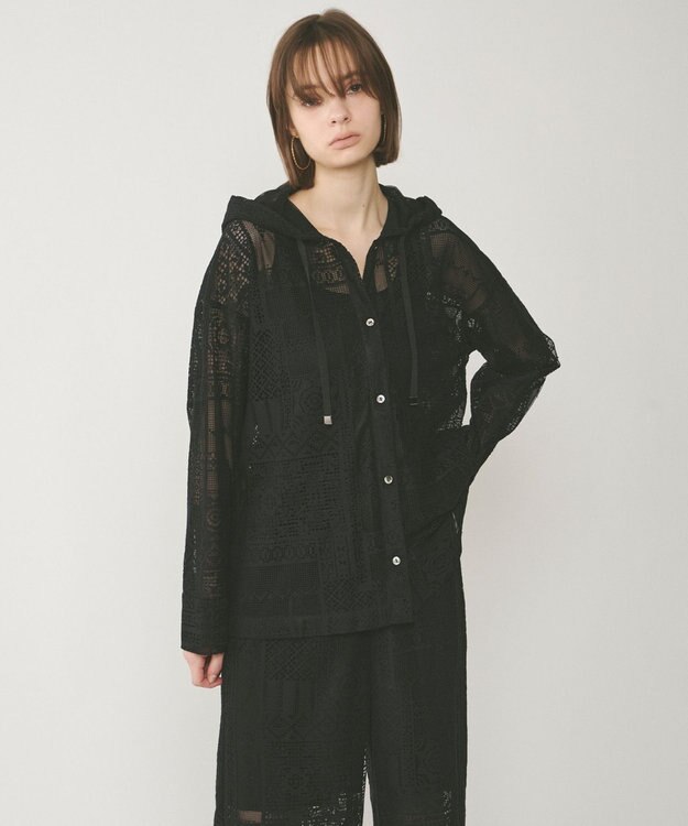 GRACE CONTINENTAL キカレースフード付トップ ブラック