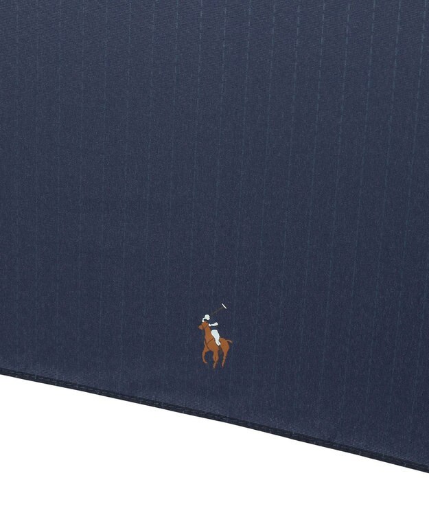 MOONBAT 【大きめ70cm】POLO RALPH LAUREN 折りたたみ傘 メンズ ストライプ ワンポイント刺繍 ディープブルー