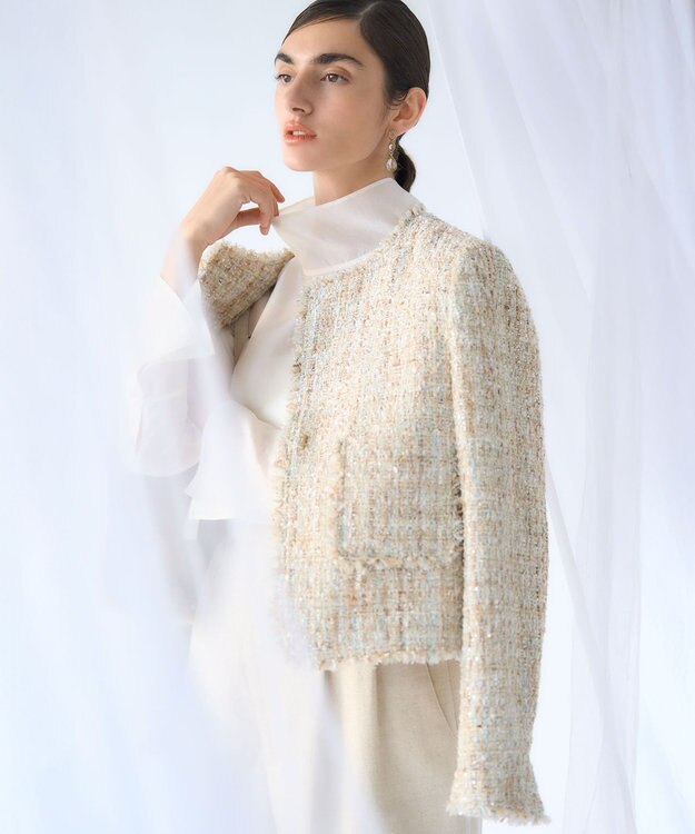 23区 【GOLD LABEL】GIOTEXリネンスパーク サスペンダー付 タックパンツ ベージュ系