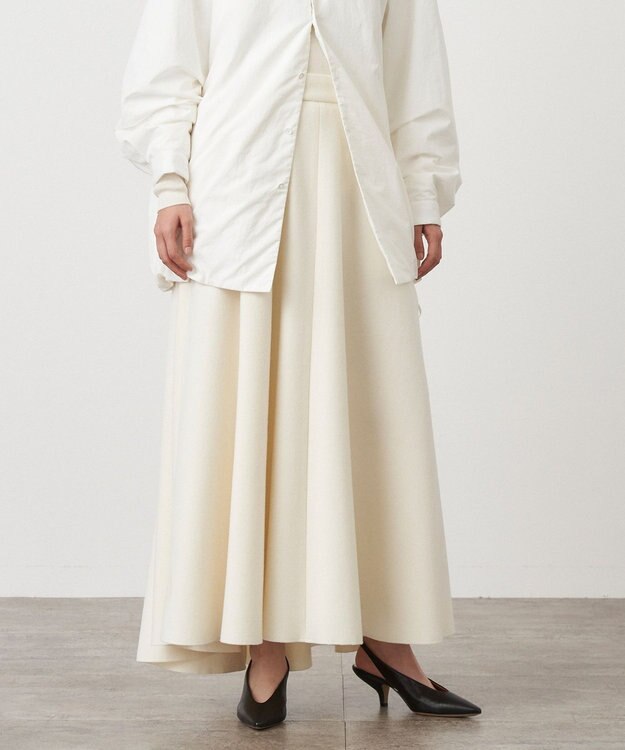 ATON ROYAL FLEECE | フレアスカート OFF WHITE