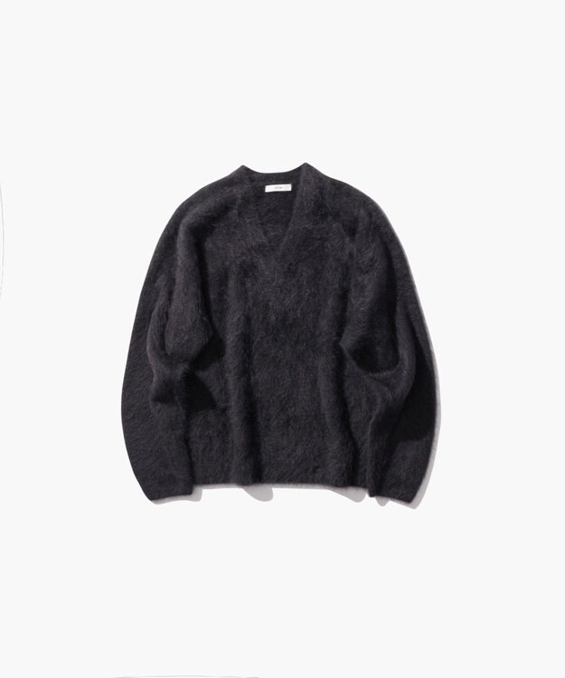 ATON ROYAL CASHMERE FUR | Ｖネックセーター CHARCOAL GRAY