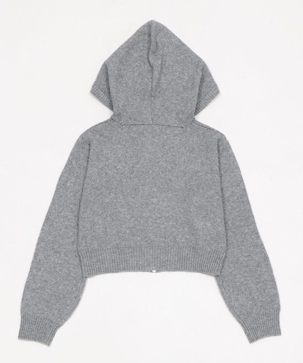 WEGO フラッフィーグラフィックジャガードニットZIPパーカー グレー