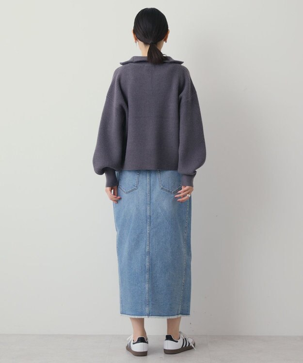 AMERICAN HOLIC ZIPハイネックカーディガン Charcoal Gray