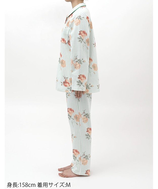 Wing パジャマ 綿100%(本体肌側) あったか 3Lまで対応 大きいサイズ 長袖 長ズボン 冬 レディース EP6023 ウイング／ワコール メロン