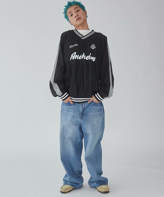 WEGO 【ユニセックス着用ITEM】ナイロングラフィックプルオーバー ブラック