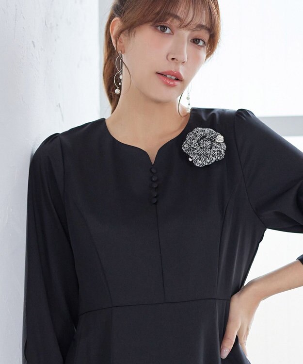 Tiaclasse フラワーツイードコサージュ グレー