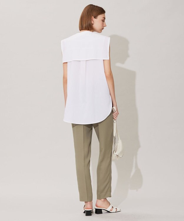 ICB 【洗える】ヴィンテージスパンブロード ビックカラーブラウス オフホワイト系