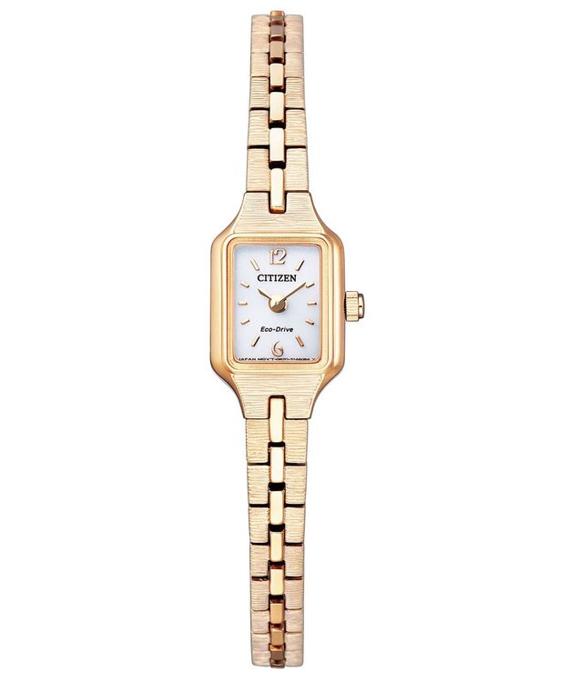 CITIZEN 【アンティークな雰囲気】小ぶりなスクエアケース 電池交換不要 ピンクゴールド ピンクゴールド