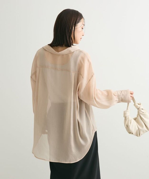 Green Parks シアーシャイニーシャツ Beige