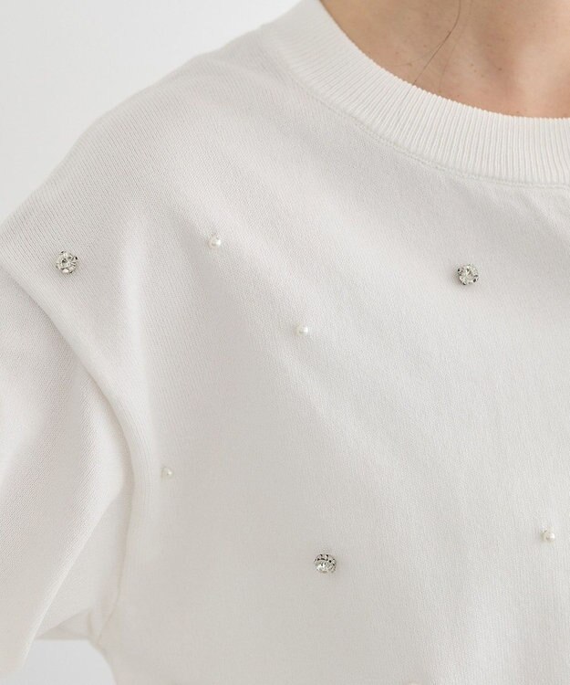 earth music&ecology パール＆ビジューカーディガン Ivory