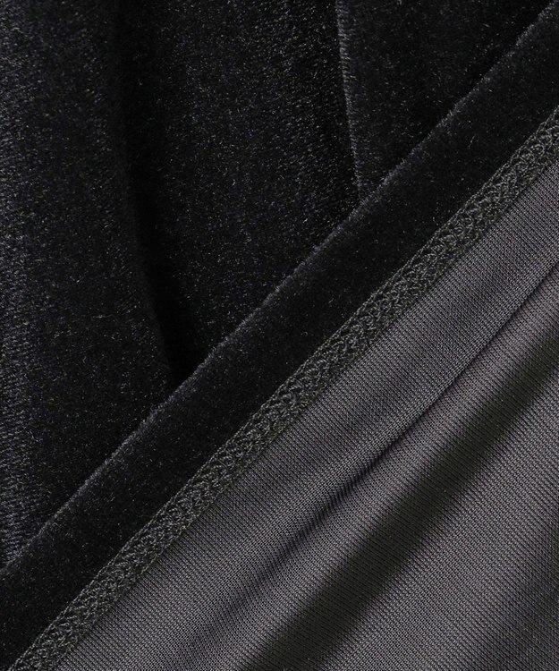 #Newans 【洗濯機可／ 前後着用可】 ギャザースリーブシアーベロアカーディガン ブラック