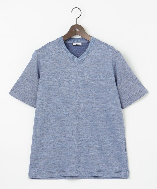 JOSEPH ABBOUD 【吸水速乾】リネンハニカムTシャツ サックスブルー系