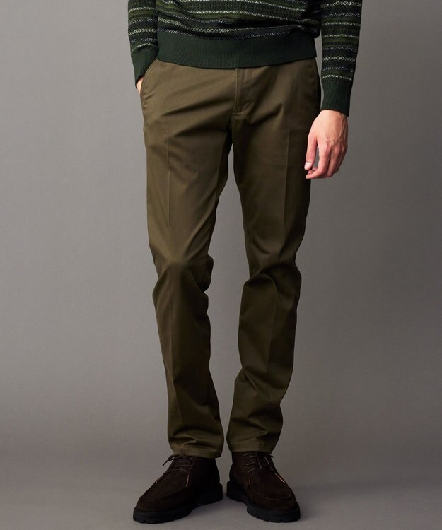 JOSEPH ABBOUD 【キングサイズ・ウェストも伸びる！/JAPANファブリック/ストレッチ】ハイパワーサテンストレッチ パンツ カーキ系