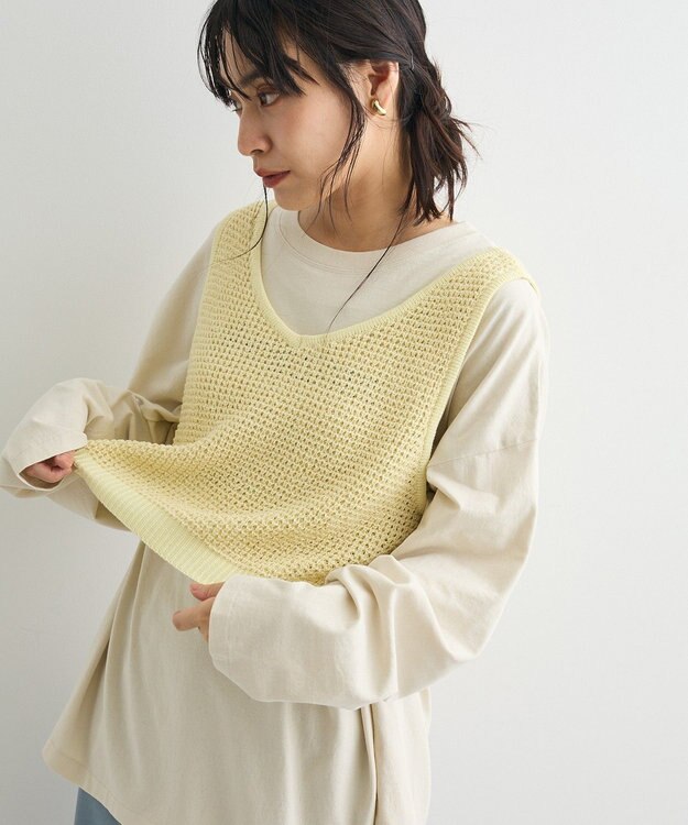 CRAFT STANDARD BOUTIQUE ワッフル編みニットベスト Ivory