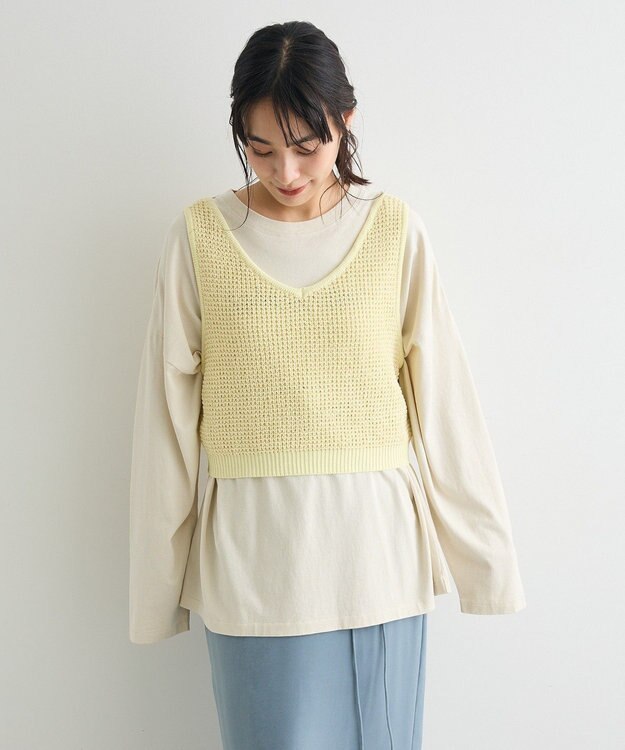 CRAFT STANDARD BOUTIQUE ワッフル編みニットベスト Ivory