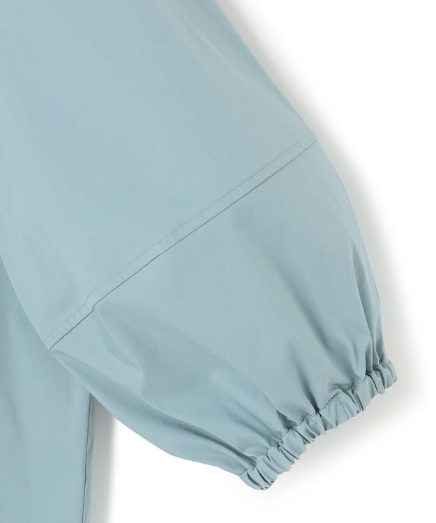 23区 【一部店舗限定/洗える】ハイカウントウェザーストレッチ ボウタイ付き ランタンスリーブ ブラウス ターコイズブルー系