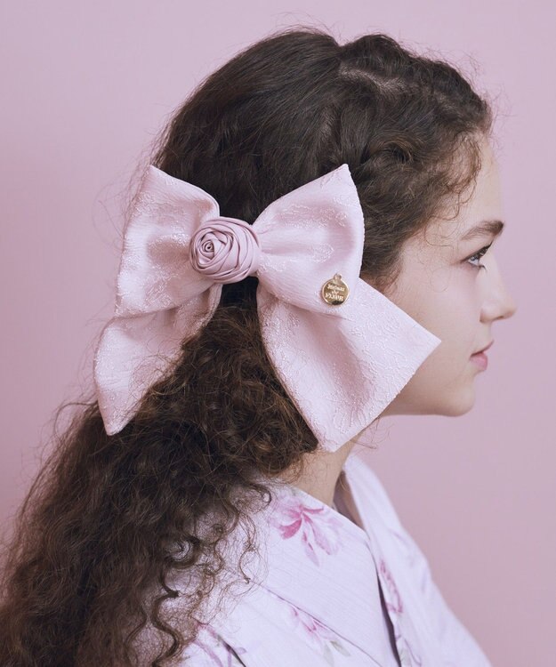 Maison de FLEUR ローズリボンジャカードバレッタ Light Pink