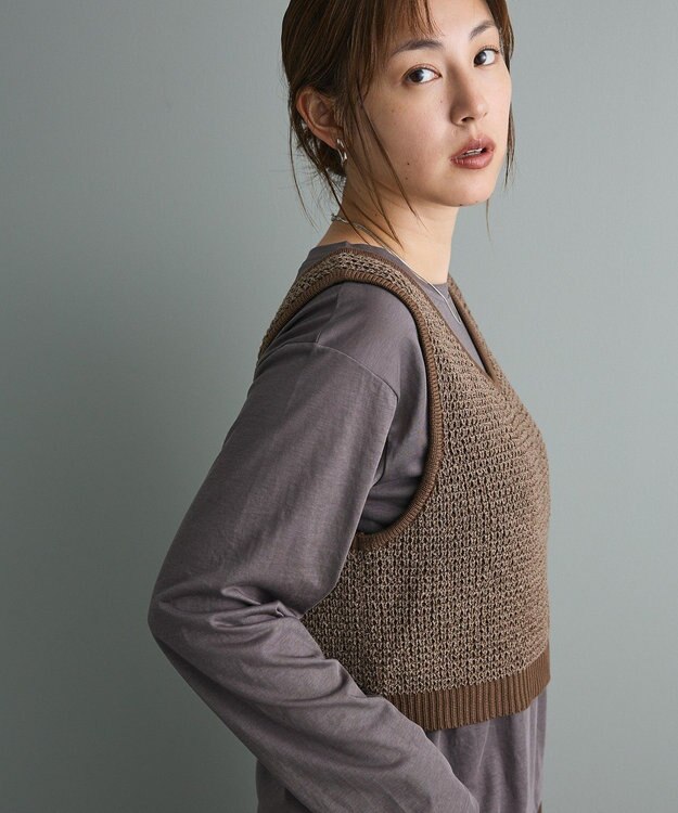 CRAFT STANDARD BOUTIQUE ワッフル編みニットベスト Brown